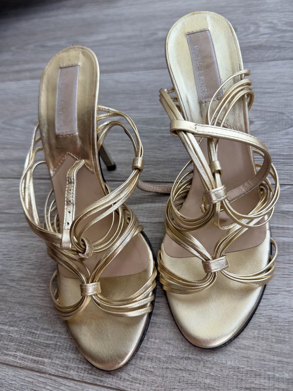 Michael Kors Metallic Gold Strappy Heeled Sandals